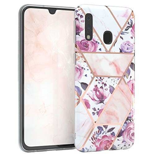 EAZY CASE Handyhülle Silikon mit Kameraschutz kompatibel mit Samsung Galaxy A40, im Blumen Design, Rosen Motiv Hülle, Ultra dünn, Slimcover, Silikonhülle, Backcover, Rosé-Gold von EAZY CASE