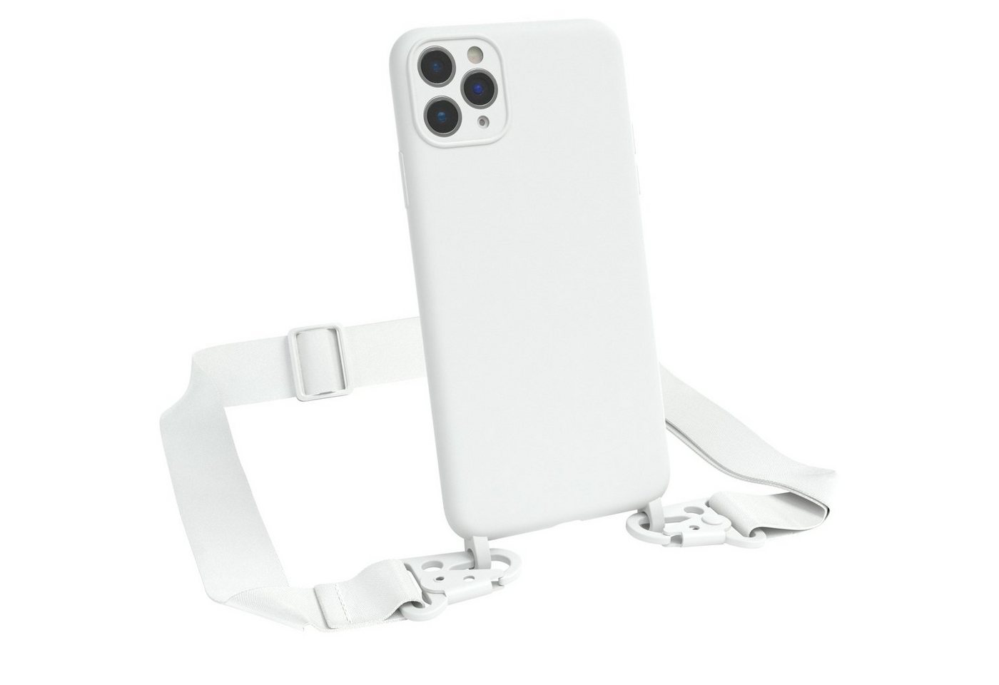 EAZY CASE Handykette Breitband Kette für Apple iPhone 11 Pro Max 6,5 Zoll, Ketten Hülle 2in1 Handyhülle mit abnehmbarer Kette Karabiner Bag Weiß von EAZY CASE