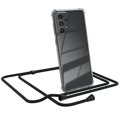 EAZY CASE Handykette kompatibel mit Samsung Galaxy A33 (5G) Handyhülle mit Umhängeband, Handykordel mit Schutzhülle, Silikonhülle, Hülle mit Band, Stylische Kette mit Hülle, Schwarz - Clips Schwarz von EAZY CASE