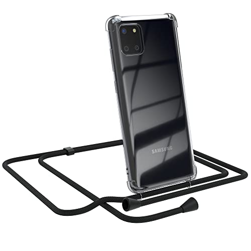 EAZY CASE Handykette kompatibel mit Samsung Galaxy Note 10 Lite Handyhülle mit Umhängeband, Handykordel mit Schutzhülle, Silikonhülle, Hülle mit Band, Kette mit Hülle, Schwarz - Clips Schwarz von EAZY CASE