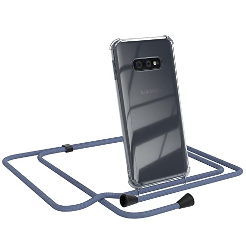 EAZY CASE Handykette kompatibel mit Samsung Galaxy S10e Handyhülle mit Umhängeband, Handykordel mit Schutzhülle, Silikonhülle, Hülle, Stylische Kette, EIS Blau - Clips Schwarz von EAZY CASE