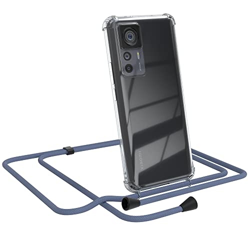 EAZY CASE - Handykette kompatibel mit Xiaomi 12T / 12T Pro Handyhülle mit Umhängeband, Handykordel mit Schutzhülle, Silikonhülle, Hülle mit Band, Kette für Smartphone, EIS Blau - Clips Schwarz von EAZY CASE