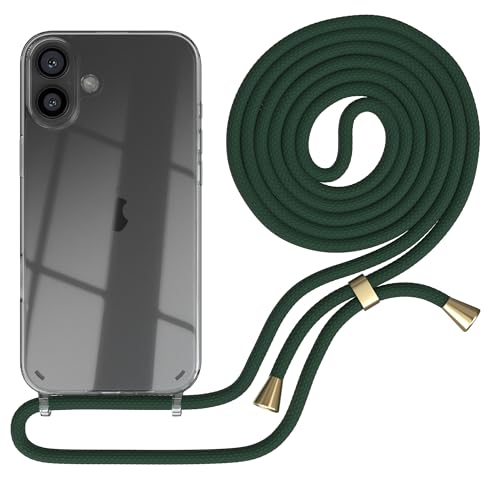 EAZY CASE Handykette kompatibel mit iPhone 16 Plus Handyhülle mit Umhängeband, Handykordel mit Schutzhülle, Silikonhülle, Hülle mit Band, Stylische Kette mit Hülle für Smartphone, Grün von EAZY CASE