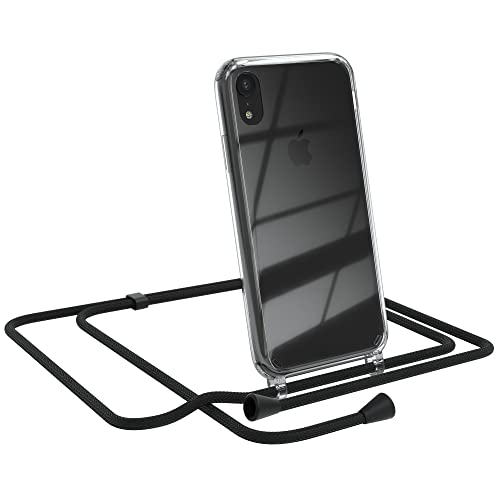 EAZY CASE Handykette kompatibel mit iPhone XR Handyhülle mit Umhängeband, Handykordel mit Schutzhülle, Silikonhülle, Hülle, Stylische Kette für Smartphone, Schwarz - Clips Schwarz von EAZY CASE