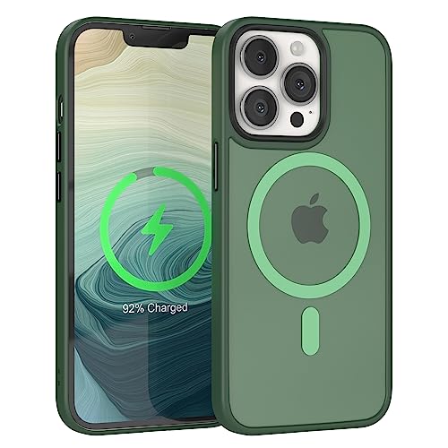 EAZY CASE - Outdoor Hülle kompatibel mit iPhone 13 Pro kompatibel mit MagSafe, stabile magnetische Hülle, Ultra-robust, Handyschale, sturzsicher, Transluzente Matte Schutzhülle in Farbe Nacht Grün von EAZY CASE