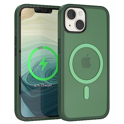 EAZY CASE - Outdoor Hülle kompatibel mit iPhone 14 kompatibel mit MagSafe, stabile magnetische Hülle, Ultra-robust, Handyschale, sturzsicher, Transluzente Matte Schutzhülle in Farbe Nacht Grün von EAZY CASE