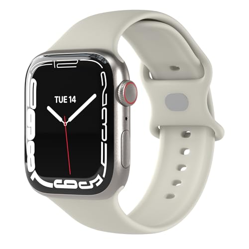 EAZY CASE Sport Armband kompatibel mit Apple Watch 38mm 40mm 41mm 42mm verstellbares Ersatzarmband aus Silikon Sport Loop für Apple Watch Serie 9 8 7 6 5 4 3 2 1 SE für Damen Herren Taupe von EAZY CASE