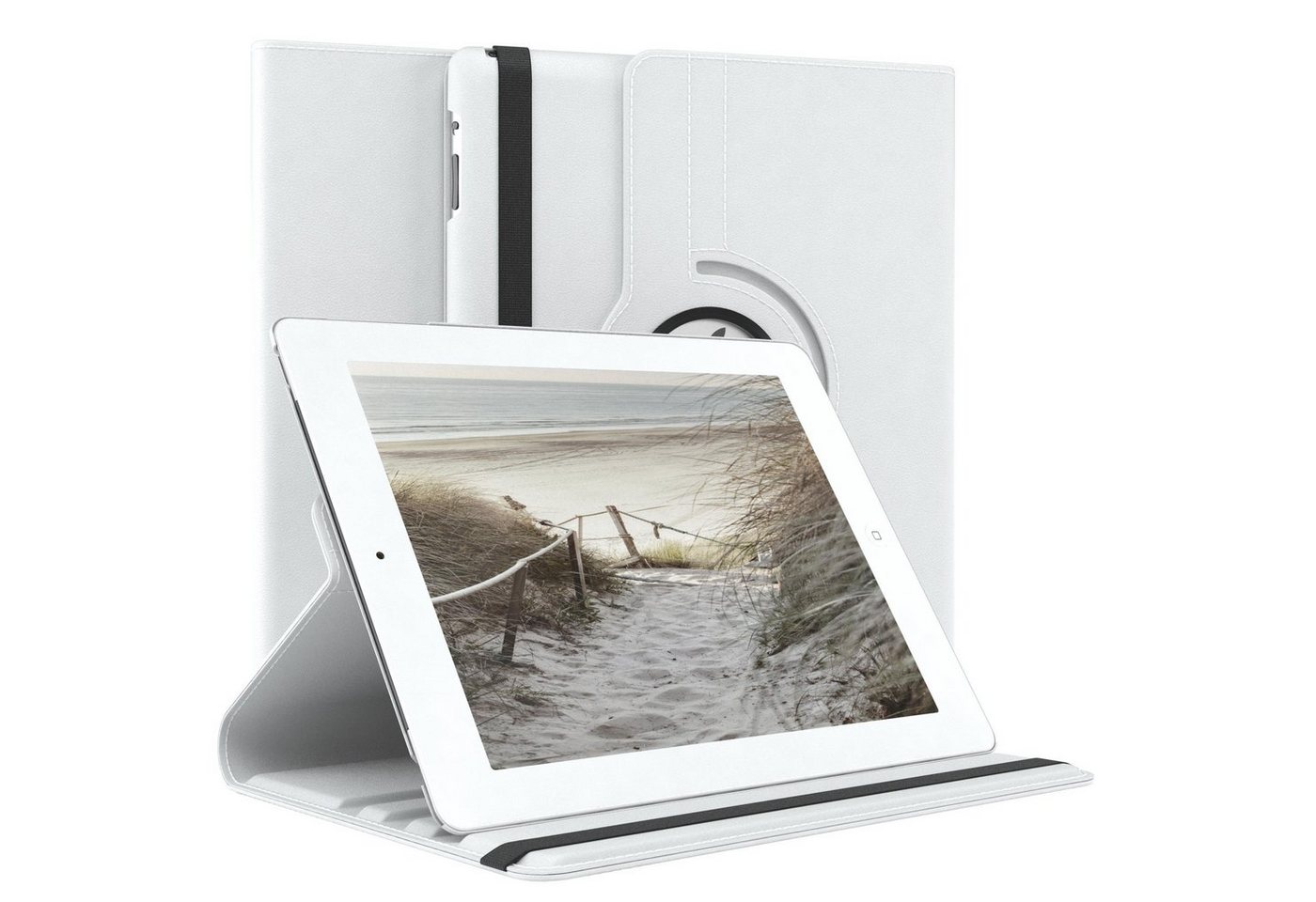 EAZY CASE Tablet-Hülle Rotation Case für Apple iPad 2. / 3. / 4. Gen. 9,7 Zoll, Schutzhülle mit Sleep Wakeup Funktion Tablet Tasche kratzfest Weiß von EAZY CASE