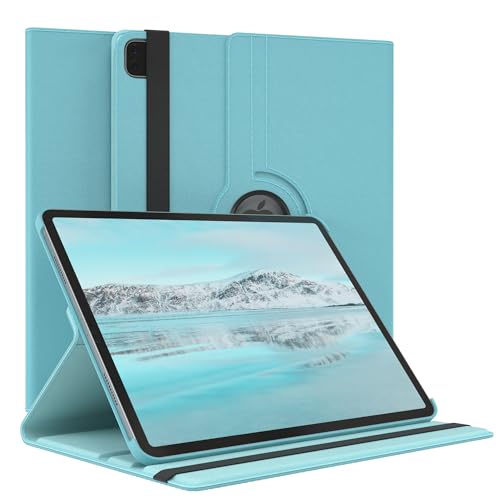 EAZY CASE - Tablet Hülle für iPad Pro 12,9" 4 Generation 2020 Schutzhülle 12.9 Zoll Smart Cover Tablet Case Rotationcase zum Aufstellen Klapphülle 360° drehbar mit Standfunktion Tasche Kunstleder Blau von EAZY CASE
