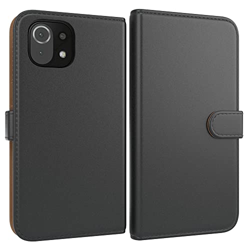 EAZY CASE Tasche kompatibel mit Xiaomi Mi 11 Lite/Mi 11 Lite 5G / 11 Lite 5G NE Hülle mit Standfunktion Klapphülle im Bookstyle, Handyhülle mit Magnetverschluss und Kartenfach, Kunstleder, Schwarz von EAZY CASE