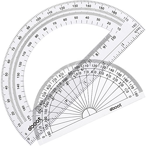 eBoot Winkelmesser, aus Kunststoff, Goniometer 180 Grad, 4 Zoll und 6 Zoll, hell, 2 Stück von EBOOT