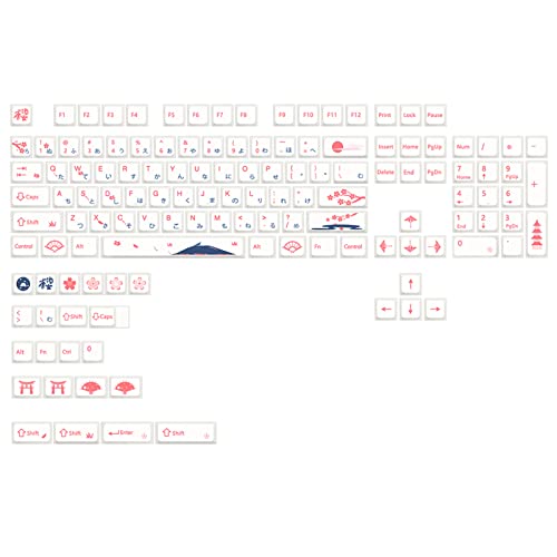 133 Tasten PBT Tastenkappen XDA Profile DYE SUB Personalisierte japanische englische Tastenkappe für Cherry MX Switch mechanische Tastatur-Tastenkappen Kirschblüten-Tastenkappen Farbstoff-Sub-PBT von EBVincxmk