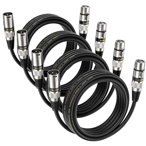 EBXYA XLR Kabel Mikrofonkabel 3M 4 Packungen symmetrische Stecker auf Buchse XLR Patchkabel für PA-System, Studio-Recorder, Verstärker, Mixer von EBXYA