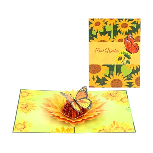 Grußkarte 3D Popup Geschenkkarten Faltbare Schmetterlings Und Blumenkarten Mit Umschlag Kleine Karte Für Mutter Frau Schwester Popup Karte Für Kinder von ECMQS