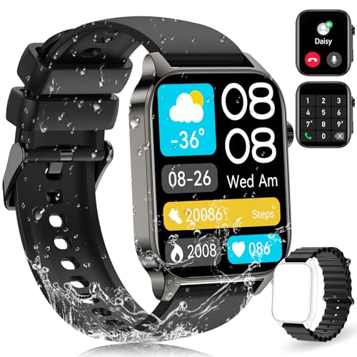 Smartwatch Damen Herren mit Telefonfunktion, Smart Watch IP68 Wasserdicht Fitness Tracker mit Pulsmesser, SpO2, 112 Sportmodi, Schrittzähler, Schlafmonitor, DIY Zifferblatt, Fitnessuhr für Android iOS von ECOSOON