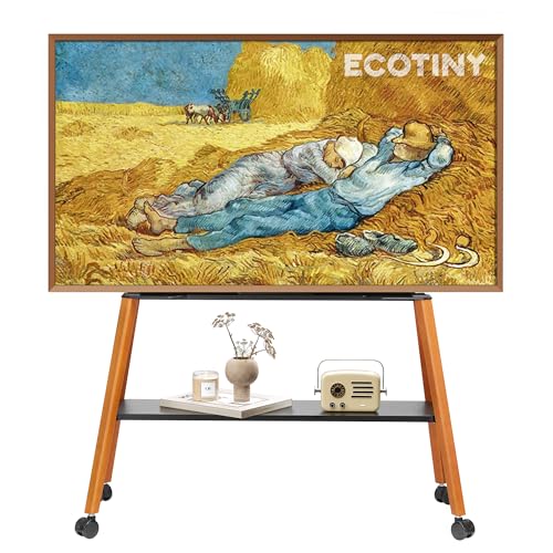 ECOTINY Rolling TV Ständer für 49 bis 75 Zoll TV bis zu 40 kg, Easel TV Ständer mit Metallstruktur und Holzablage, Beweglicher TV Ständer auf Rädern für Geschäft, Büro, Schule, Haus von ECOTINY