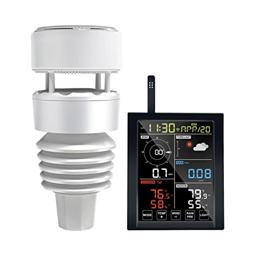 ECOWITT Wetterstation für Zuhause WN1981, 7 in 1 kabellose Wetterstation für den Außenbereich Array WS90, WiFiIndoor Buntes LCD Display mit Touch Taste, Pairing mit WS90/ WS80/ WS68 Outdoor Sensoren von ECOWITT