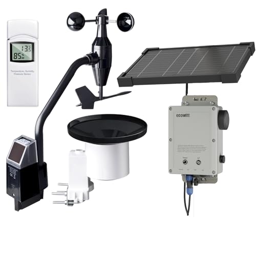 ECOWITT WittField Suite Funk Wetterstation WS6212, 4G & Wi-Fi Gateway mit Solarpanel, 4 in 1 WS68 Array+Regenmesser WH40 mit Temperatur-Feuchtigkeits-Außensensor WN31 für Zuhause, Wetter Assistent von ECOWITT