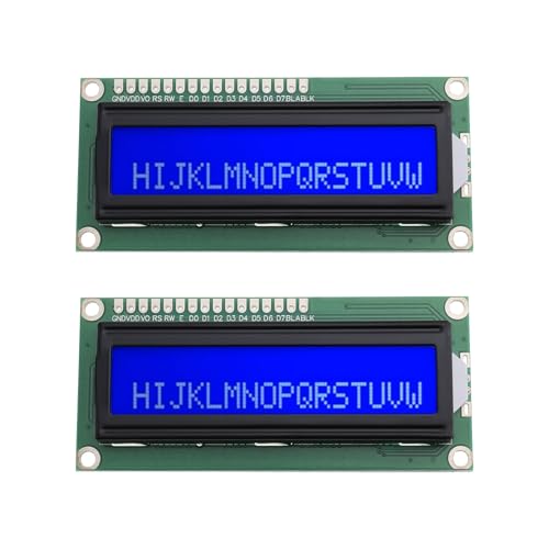 ECSiNG 2 STÜCKE 1602 LCD-Anzeigemodul 16x2 Serielles LCD Blauer Hintergrund mit Weißer Textanzeigetafel DC 5 V 80x36mm Kompatibel mit A-rduino Raspberry Pi von ECSiNG