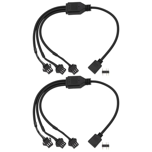 ECSiNG 2 Stück 5 V 3-poliges ARGB-Buchsenkabel auf SM-Buchsenadapterkabel 1 auf 3 ARGB-Split-Kabel 30 cm für PC-LED-Streifen 5 V ARGB-Lüfter Computergehäuse von ECSiNG