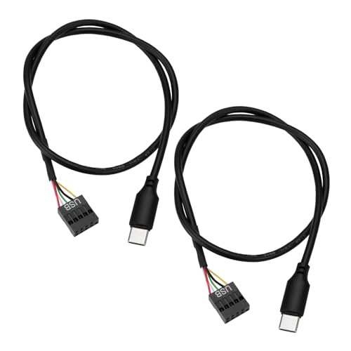 ECSiNG Motherboard-USB-9-poliges auf Mini-Typ-C-Kabel, gerade, doppelt geschirmt, Datenkabel für Chassis, Motherboard, Grafikkarte, 50 cm, 2 Stück von ECSiNG