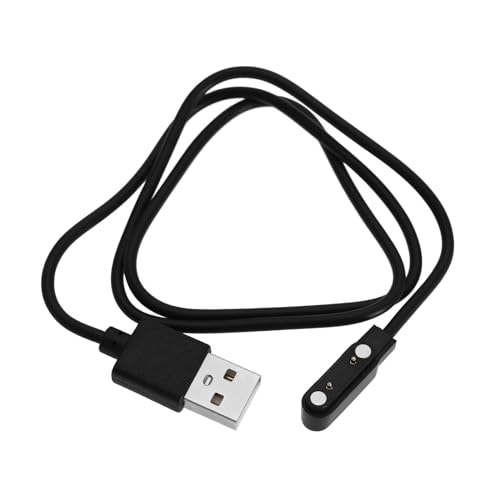 ECSiNG USB auf 2-poliges magnetisches Ladekabel für Smartwatch, Smart-Brille, Fitness-Tracker, Kabel, Kontaktstiftabstand, 7,62 mm, Länge 60 cm, Schwarz von ECSiNG