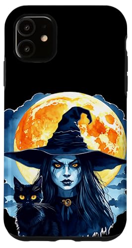 Hülle für iPhone 11 Hexe jung mit Katze - Halloween Fan Fun 1 von EDDArt