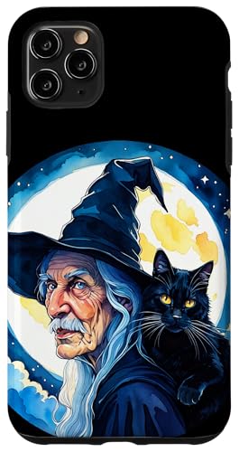 Hülle für iPhone 11 Pro Max Zauberer alt mit Katze - Halloween Fan Fun 1 von EDDArt