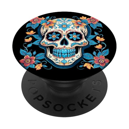 Sugar Skull - gerahmt mit Blumen 2 - Fan Fun PopSockets mit austauschbarem PopGrip von EDDArt