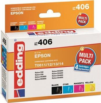 Edding Tintenpatrone ersetzt Epson 502XL /T02W1/T02W2/T02W3/T02W4 Kompatibel Kombi-Pack Schwarz, Cyan, Magenta, Gelb EDD-614 18-614 (18-614) von EDDING