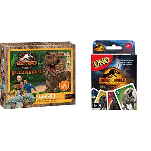 Jurassic World - Neue Abenteuer: Alle Original-Hörspiele zur 1. Staffel & Mattel Games GXD72 - UNO Jurassic World Dominion Kartenspiel mit Themendeck und Sonderregel, ab 7 Jahren von EDEL Music & Entertainmen