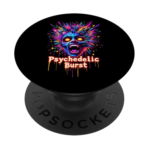 Lebendige psychedelische Burst Trippy Face Bunte surreale Kunst PopSockets Klebender PopGrip von EDM Rave Party Abstract Psychonaut Festival Tees