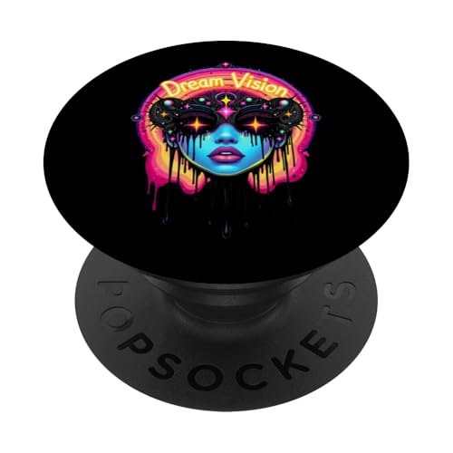 Lebendige psychedelische Traumsicht mit dreifachen Regenbogenfarben PopSockets Klebender PopGrip von EDM Rave Party Abstract Psychonaut Festival Tees