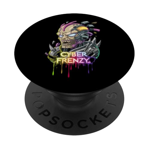 Lebendiger psychedelischer Cyberfrenzy Trippy Bunter Cyberpunk PopSockets Klebender PopGrip von EDM Rave Party Abstract Psychonaut Festival Tees