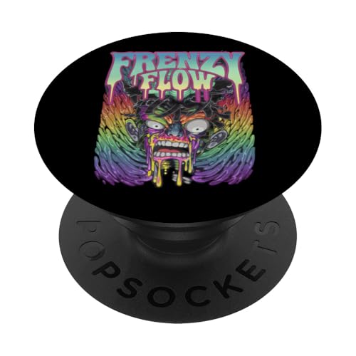 Lebendiger psychedelischer Trippy Face Frenzy Flow Bunt Surreal PopSockets Klebender PopGrip von EDM Rave Party Abstract Psychonaut Festival Tees