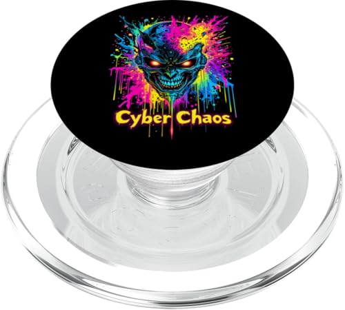 Lebendiges psychedelisches Cyber-Chaos Trippy Bunter Cyberpunk PopSockets PopGrip für MagSafe von EDM Rave Party Abstract Psychonaut Festival Tees