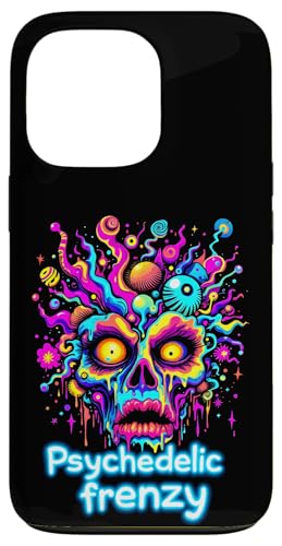 Lebendiges psychedelisches Frenzy Trippy Gesicht mit Regenbogenfarben Hülle für iPhone 13 Pro von EDM Rave Party Abstract Psychonaut Festival Tees