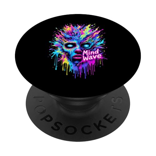 Lebendiges psychedelisches Mind Wave Trippy Face Bunt Surreal PopSockets Klebender PopGrip von EDM Rave Party Abstract Psychonaut Festival Tees