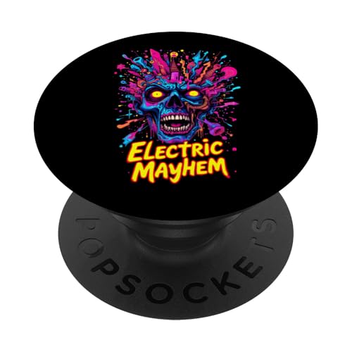 Lebendiges psychedelisches Trippy-Gesicht, elektrisches Chaos, surreale Kunst PopSockets Klebender PopGrip von EDM Rave Party Abstract Psychonaut Festival Tees