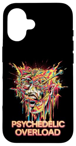 Lebendiges psychedelisches Überlastungsgesicht, bunt, surreal Hülle für iPhone 16 von EDM Rave Party Abstract Psychonaut Festival Tees