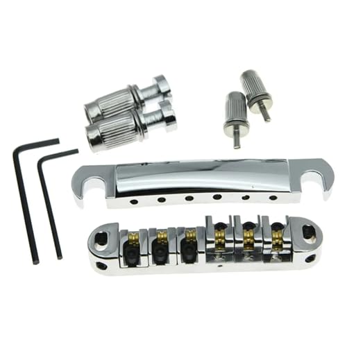 For LP for Tune-o-matic Roller Saddle Bridge Saitenhalter Stopbar Set for Chrom von EEQANAO