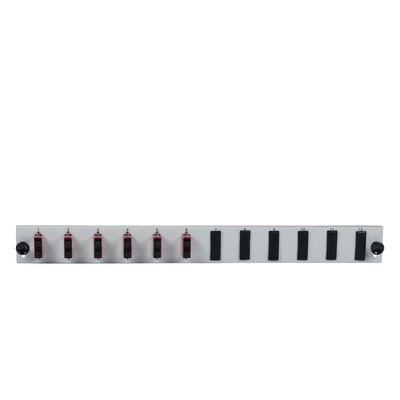 Bestückte 12 Port Frontblende mit 6 x SC -- Duplex Kupplung OM4 vertikal, grau von EFB ELEKTRONIK