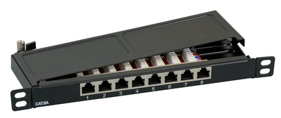 Mini-Patchpanel STP 8xRJ45 Cat.6A, 10" -- 0,5HE, RAL7035 grau von EFB ELEKTRONIK