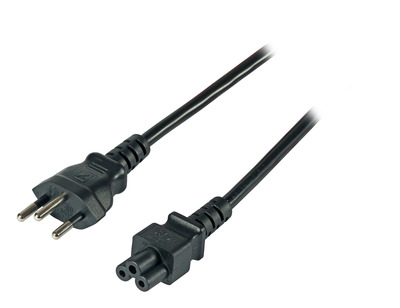 Netzleitung Schweiz Typ 12 - C5 180° -- schwarz, 1,8 m, 3 x 0,75 mm² von EFB ELEKTRONIK