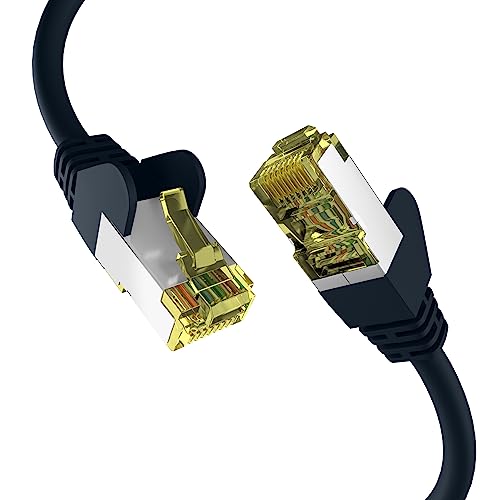 EFB-Elektronik - CAT. 6a Netzwerkkabel bis zu 10 Gbit - 0,25m LAN Kabel Ethernet Kabel Patchkabel mit Klinken-/Knickschutz - RJ45 Anschluss, S/FTP PIMF Schirmung - Schwarz von EFB-Elektronik