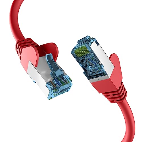 EFB-Elektronik - CAT. 7 Netzwerkkabel bis zu 10 Gbit - 25m LAN Kabel Ethernet Kabel Patchkabel mit Klinken-/Knickschutz - RJ45 Anschluss, S/FTP PIMF Schirmung - Rot von EFB-Elektronik