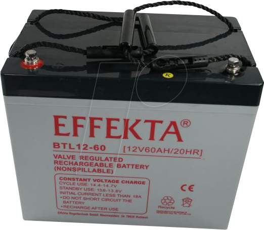 EFKTA BTL12-60 - Blei-Vlies-Akku, AGM, 12V, 60 Ah von EFFEKTA