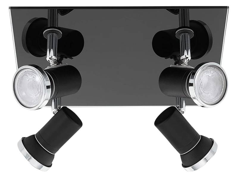 EGLO LED-Deckenleuchte 33678 schwarz, 4 x GU10 3,3W, 4 x 240lm, 3000K, IP44 von EGLO