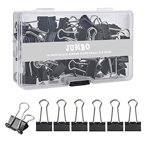 Binder Clips kleine Bürobinder-Clips, schwarz, 70 Stück EHME Metall-Büroklammern für Büro und Schulbedarf, 1,9 cm Breite von EHME EHME EHME