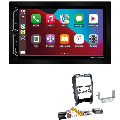 ESX VMX700DAB 2-DIN Autoradio kompatibel mit Wireless Apple CarPlay Android Auto Bluetooth DAB+ passend für MINI Cooper und One R56 2006-2014 schwarz inkl Canbus von EHO